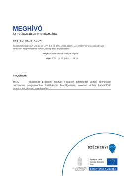 MEGHÍVÓ, Ifjúsági Klub, Prevenciós program, 2020.11.02.-1